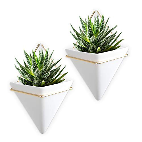 Geometric Ceramic Hanging PlantersSet of 2Indoor & Outdoor Home Wall Plant